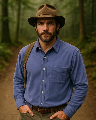 Martin Gordon Mens Cornflower Blue Fine Wale Corduroy Cotton Shirt Medium Preppy - Image 1 of 4