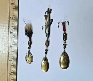 Vintage Mepps Spoon lure lot (3). See pix for condition. .75, 1", & 1.25" spoon - Picture 1 of 8