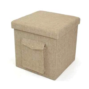 Humble Crew Folding Storage Ottoman Cube with Exterior Multi 15" Cube, Khaki - Picture 1 of 5