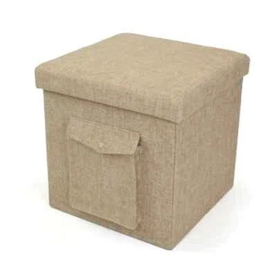 Humble Crew Folding Storage Ottoman Cube with Exterior Multi 15" Cube, Khaki  - Image 1 of 4