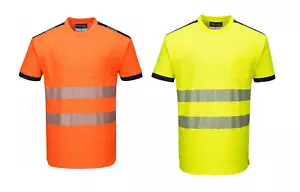 Portwest T181 Hi Vis Short Sleeve Safety Lightweight Reflective T-Shirt - Picture 1 of 19