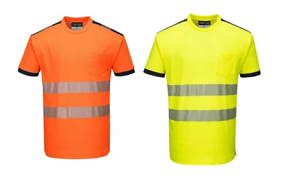 Portwest T181 T-Shirt Hi Vis Short Sleeve Safety Lightweight Reflective - Image 1 of 4