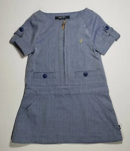 Nautica - Vestido Azul Marino Espiga Niñas Cintura Caída Cremallera Frontal - Talla 2T - Imagen 1 de 7