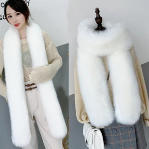 New Women's Warmer Faux Fox Fur Scarf Collar Shawl Stole Neck Scarves Wraps Gift - Picture 1 of 25