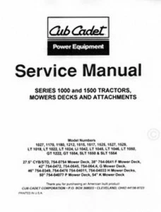 CUB CADET LT 1042 1045 1046 1050 GT 1222 Manuale di servizio - Foto 1 di 1