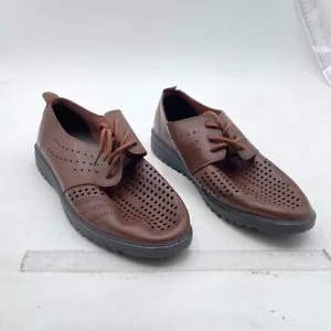 Men's Genuine Leather Loafer Shoes Slip On Soft Breathable Stitching Shoes Brown - Picture 1 of 7