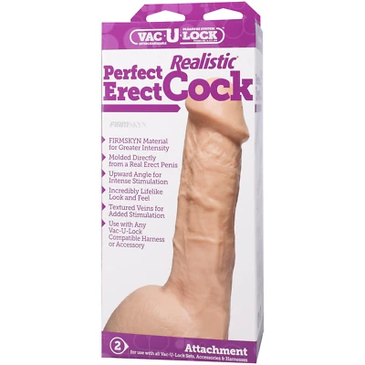 Vac-U-Lock Perfect Erect Realistic Cock - G-spot Anal Dildo Dong Sex Toy - Image 1 of 4
