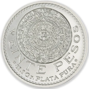 Messico 20 Pesos Veinte 1 oz 999 argento plata pura medaglia rotonda Onza NUOVO - JR118 - Foto 1 di 4