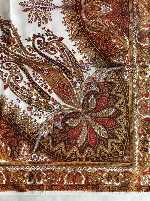 Brown Paisley Scarf Boho R. J. SINGER Int'l Tapestry Print VINTAGE '70's JAPAN - Image 1 of 3