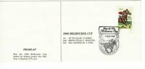 Stamp Australia 50c Phar Lap on 1986 Melbourne Cup horse race souvenir cover - Picture 1 of 1