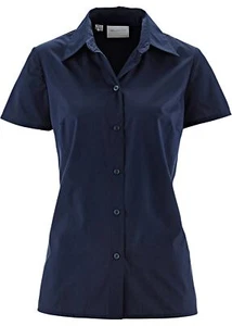 Kurzarmbluse aus Popeline Gr 54 Dunkelblau Damenbluse Shirt Tunika Oberteil Neu - Bild 1 von 1