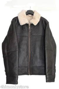 GENTS FLYING JACKET SOFT 100% SHEEPSKIN NAPPA LEATHER 42/44" ZIP 2 POCKETS BROWN - Picture 1 of 8