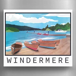 Windermere Lake Illustration The Lake District Artkwork Home Wooden Magnet - Picture 1 of 1