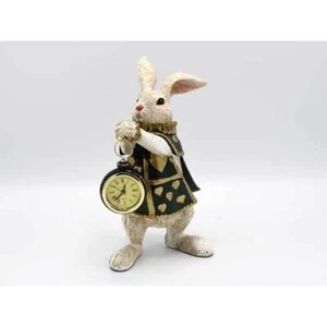 Alice In Wonderland White Rabbit Clock Statue Antique Style Green From Japan New - Picture 1 of 6