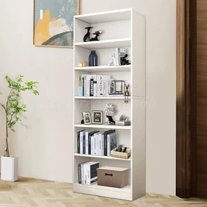 71" Tall Adjustable 6-Shelf Wood Bookcase Storage Shelving Book Wide Bookshelf - Picture 1 of 14