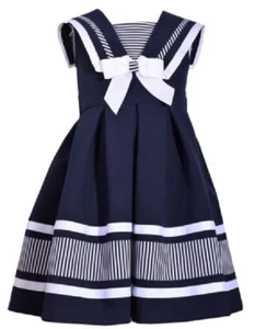 JESSICA ANN SAILOR COLLAR FIT FLARE DRESS, NAVY/WHITE *CHOOSE SIZE* - Picture 1 of 1