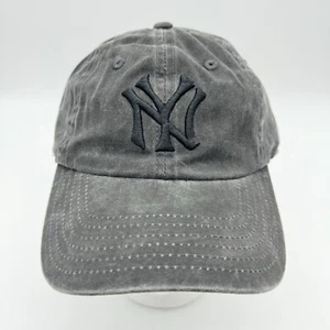New York Yankees Hat Cap Strap Back Grey Black Cooperstown Collection Baseball - Picture 1 of 16