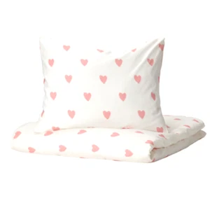 Ikea Duvet Cover & Pillow Case BARNDROM Heart Single Bed White/Pink Gift - Picture 1 of 5