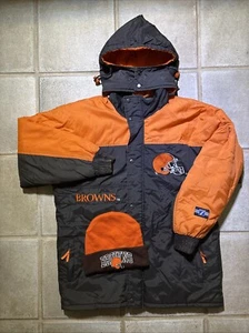 Chaqueta de Colección Cleveland Browns Para Hombres XL Logo Atlético NFL Abrigo Abombado Años 90 - Imagen 1 de 11
