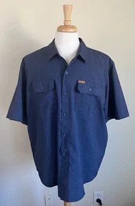 ORVIS Camicia Uomo Collezione Classica Poliestere Blu Manica Corta Bottoni 2XL XXL - Foto 1 di 6