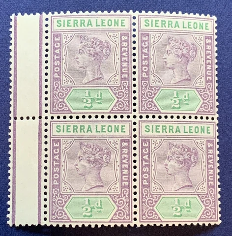 1896 SIERRA LEONE MNH BLOCK STAMPS #34 SIGNED ON REVERSE TAB, QUEEN VICTORIA Cover