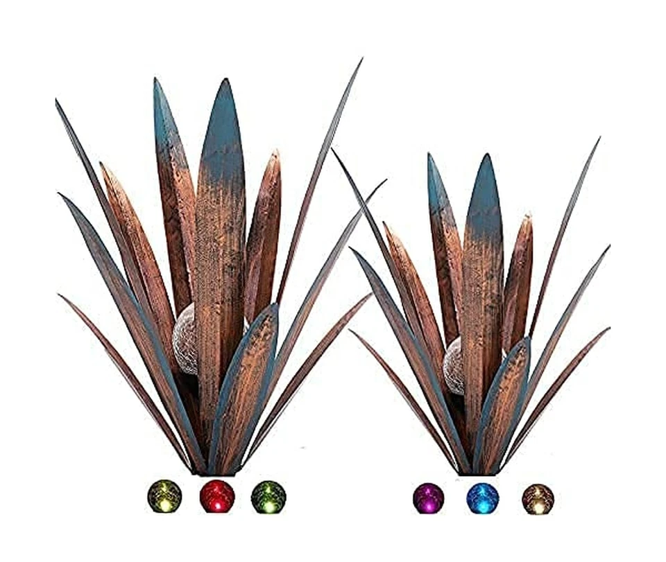 2pcs Tequila Rustic Sculpture Metal Agave Plant Home Decor Colourful