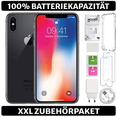 Apple iPhone X 10 - 64 GB - Space Grau - 100% Batterie - Set - Zustand: SEHR GUT - Bild 1 von 4