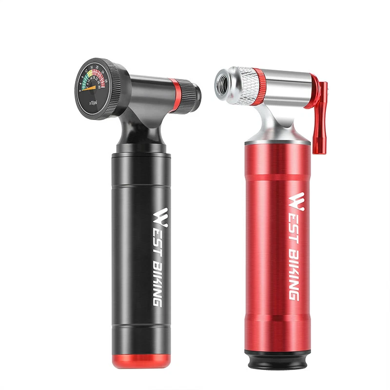 WEST BIKING Aluminum CNC Fahrrad Pumpe CO2 Inflator Fahrradpumpe Ball Pumpe - Bild 1 von 4