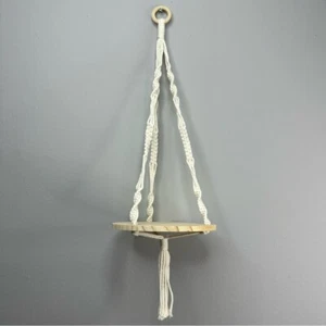 Macrame New Wall Hanging Plant Decor Wood Round Shelf BOHO Handmade For Plants - Picture 1 of 7