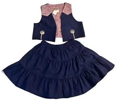 Conjunto Falda Vaquera Occidental Denim Kiddie Korral, Rodeo, Disfraz Ver Medidas Foto 1 de 4
