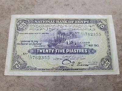 🇪🇬 Egypt  25 piastres  17 May 1943  P-10c P-10  Banknote 071724-1 - Image 1 of 4