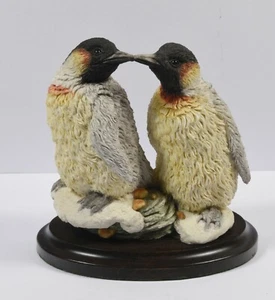 Beautiful Country Artists Loved Up Penguins Figure on Stand - Picture 1 of 5