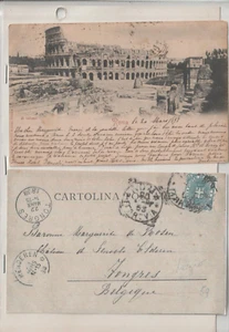 Italia Roma Postal Circulada a Belgica año 1898 (HB-830) - Picture 1 of 1