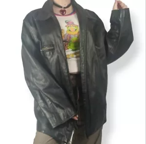Pepsi black leather Jacket Mens XL moto motorbike punk Promotional 90s Vintage - Picture 1 of 9