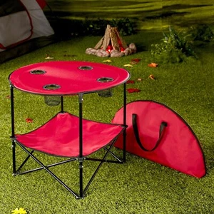 Portable Folding Picnic Table Outdoor Camping Table with Storage Bag in Red - Picture 1 of 5