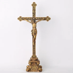 BC Catholic Standing Crucifix for Altar, Tabletop Crucifix Cross Inspirational - Picture 1 of 12