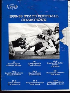 1999 Texas Coach Magazine January State Football Champs Torn Cover 19251 - Picture 1 of 1