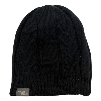 Under Armour Cable Tejido Negro Gorro Invierno Sombrero Básico Minimalista NUEVO sin Etiquetas Foto 1 de 3