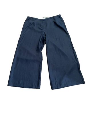 NWOT J.Crew Woman's Linen Navy Blue Wide Leg Essential Pant Size 24 - Image 1 of 4