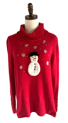 De Colección Marisa Christina Talla XL Colección Navidad Muñeco de Nieve Suéter Apliques de Cuentas Foto 1 de 4