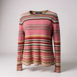 Ralph Lauren Black Label Striped Sweater Size Medium Pink Brown - Picture 1 of 4