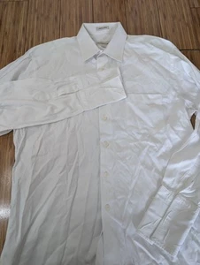 Pronto Uomo White Men's Long Sleeve Dress Shirt Size 16.5 34/35 100's 2-Ply - Picture 1 of 5