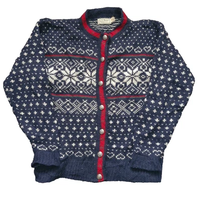 Cárdigan LL Bean mediano para mujer azul vintage Fair Isle nórdico 85 % lana hecho en EE. UU. Foto 1 de 4