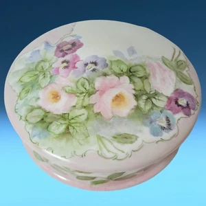 Antique Limoges Porcelain Trinket Keepsake Dresser Box HandPainted Flower France - Picture 1 of 14
