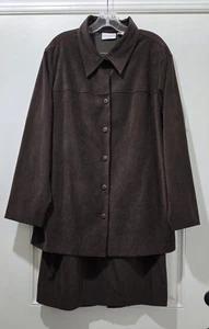 Vintage Jaclyn Smith Classic Plus 2-teiliges Jacke/Rock Set Damen 1X braun Cord - Bild 1 von 18