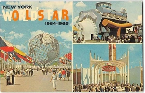 New York WORLD'S FAIR 1964-1965 Coca-Cola Chrysler Unisphere Vintage Postcard - Picture 1 of 2