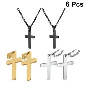 6Pcs Stainless Steel Cross Gift Black - Picture 1 of 11