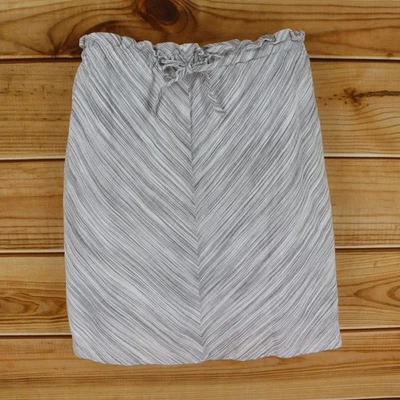 Merona Straight Skirt Womens Size M Gray White Striped Drawstring Paperbag Waist - Image 1 of 4