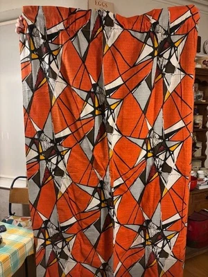 Stunning HUGE David Whitehead Shattered Glass Cotton Barkcloth Curtain - Bild 1 von 4