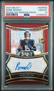 2024 Panini Select Rookie Signatures Roma Odunze Granate Prizm/75 Automático PSA 10 - Imagen 1 de 3